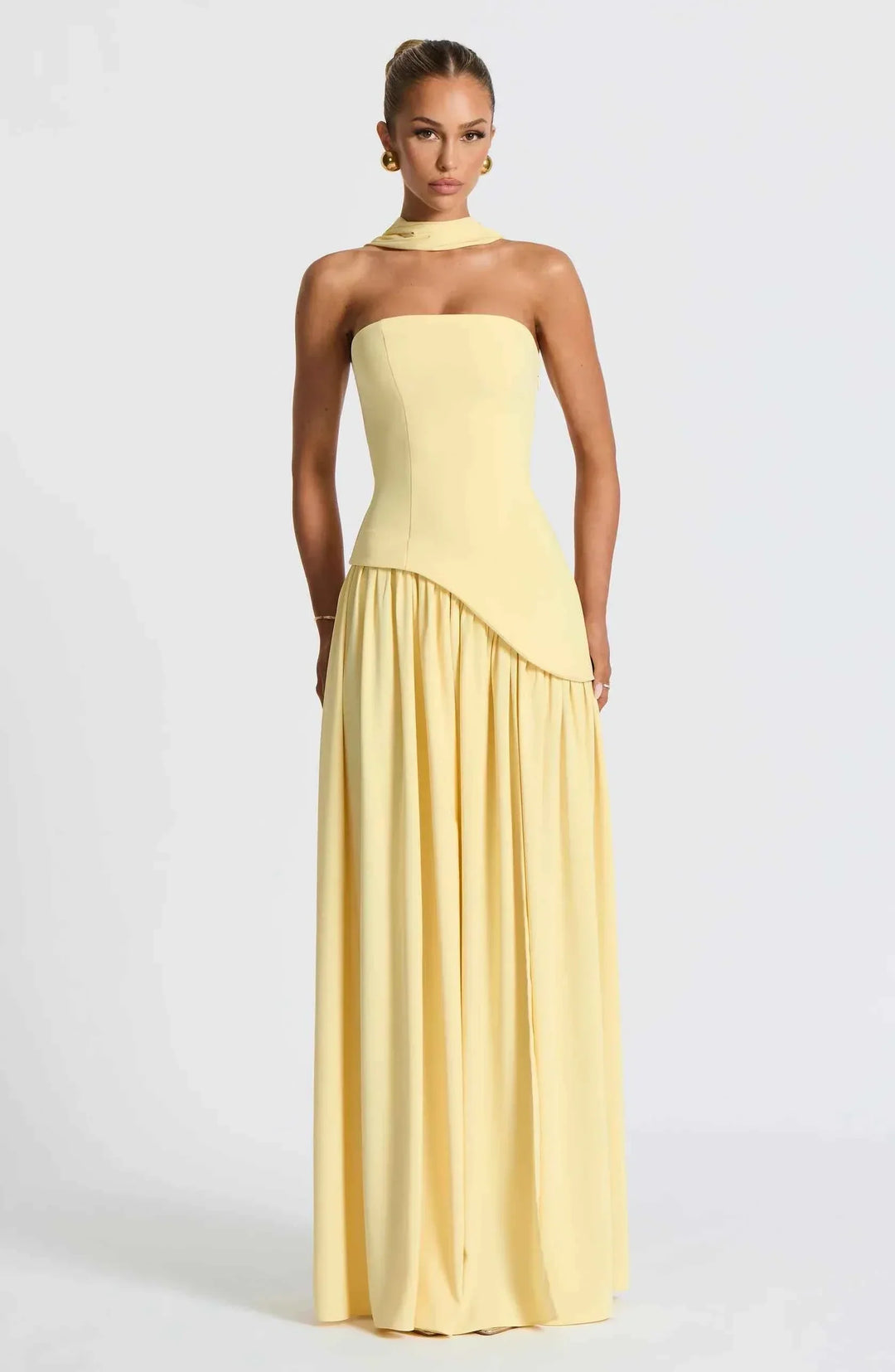 Maliyah | Long Dress with Slit and Drapery