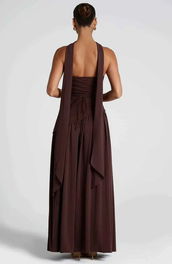 Maliyah | Long Dress with Slit and Drapery