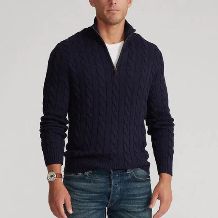 Laurent de Vries | Luxe Heren Half-Zip Trui met Hoge Kraag