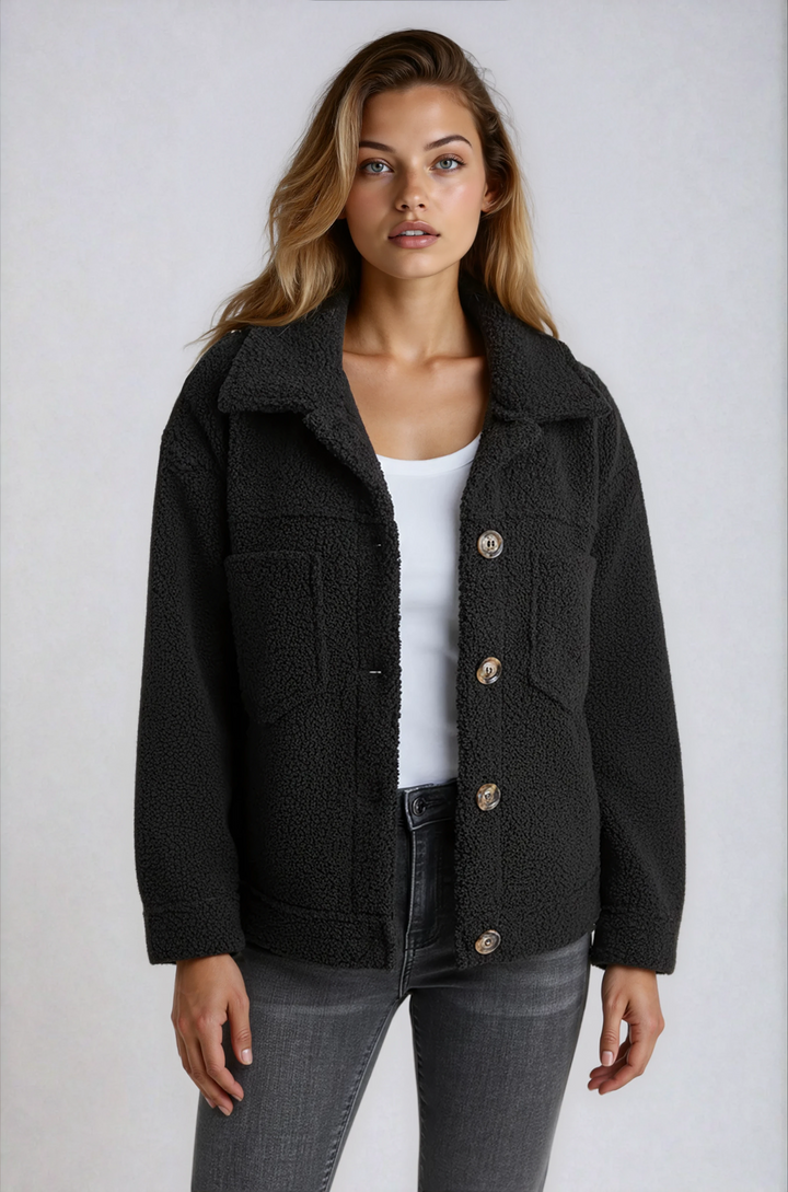 Teddy Jacket | Soft Jacket with Buttons and Pockets