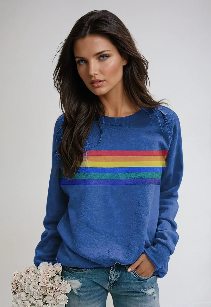 Lunara | Sweatshirt with Rainbow Print and Long Sleeves