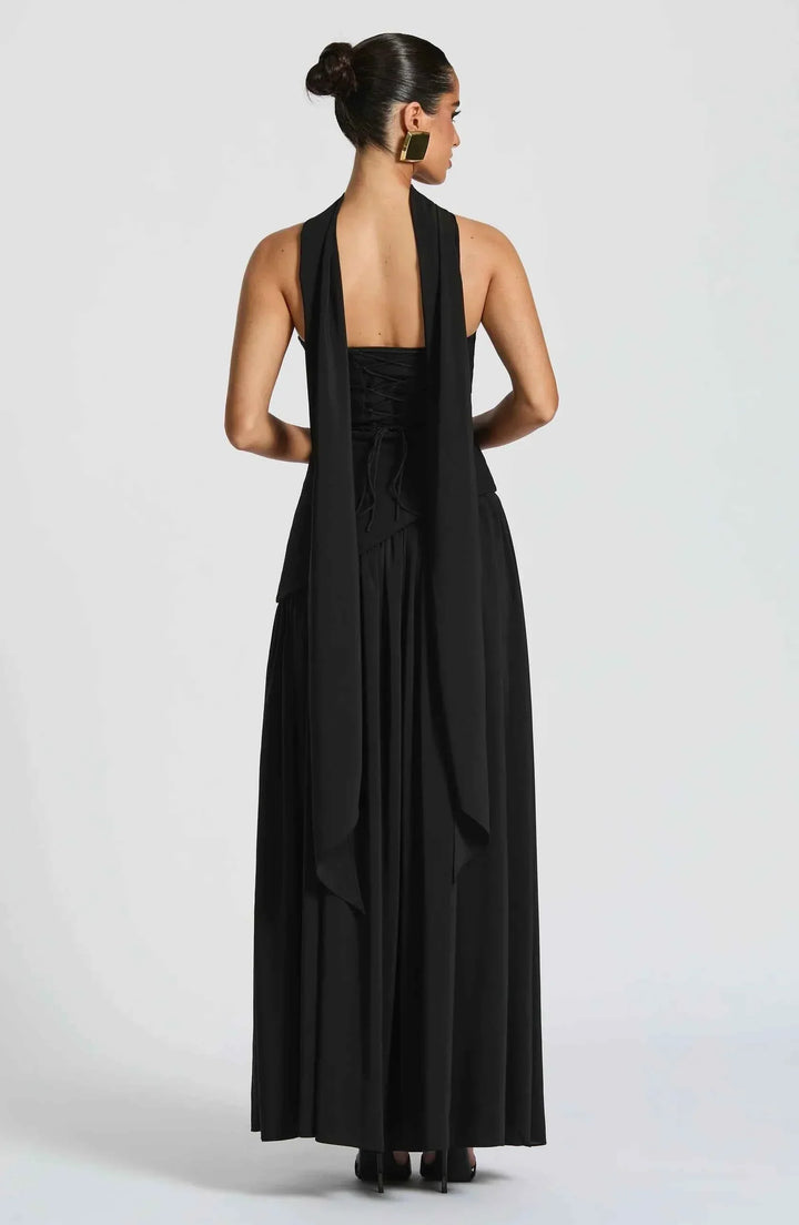 Maliyah | Long Dress with Slit and Drapery