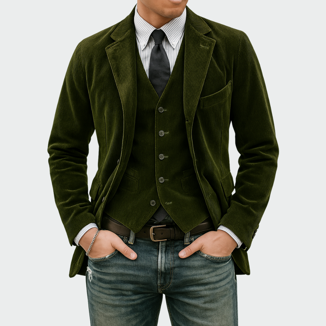 Elias™ | Men’s Velvet Blazer & Waistcoat Set